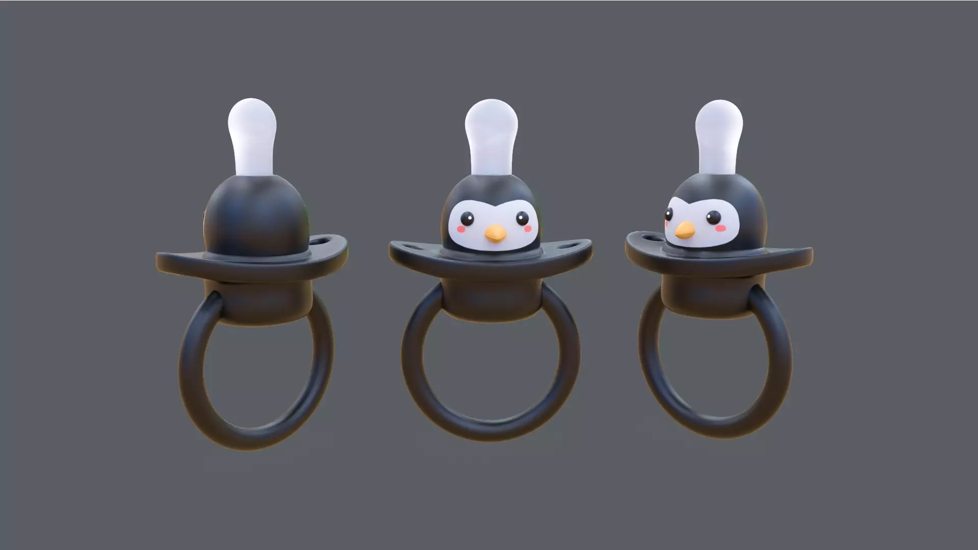 Low-Poly Penguin Baby Pacifier Low-poly 3D model