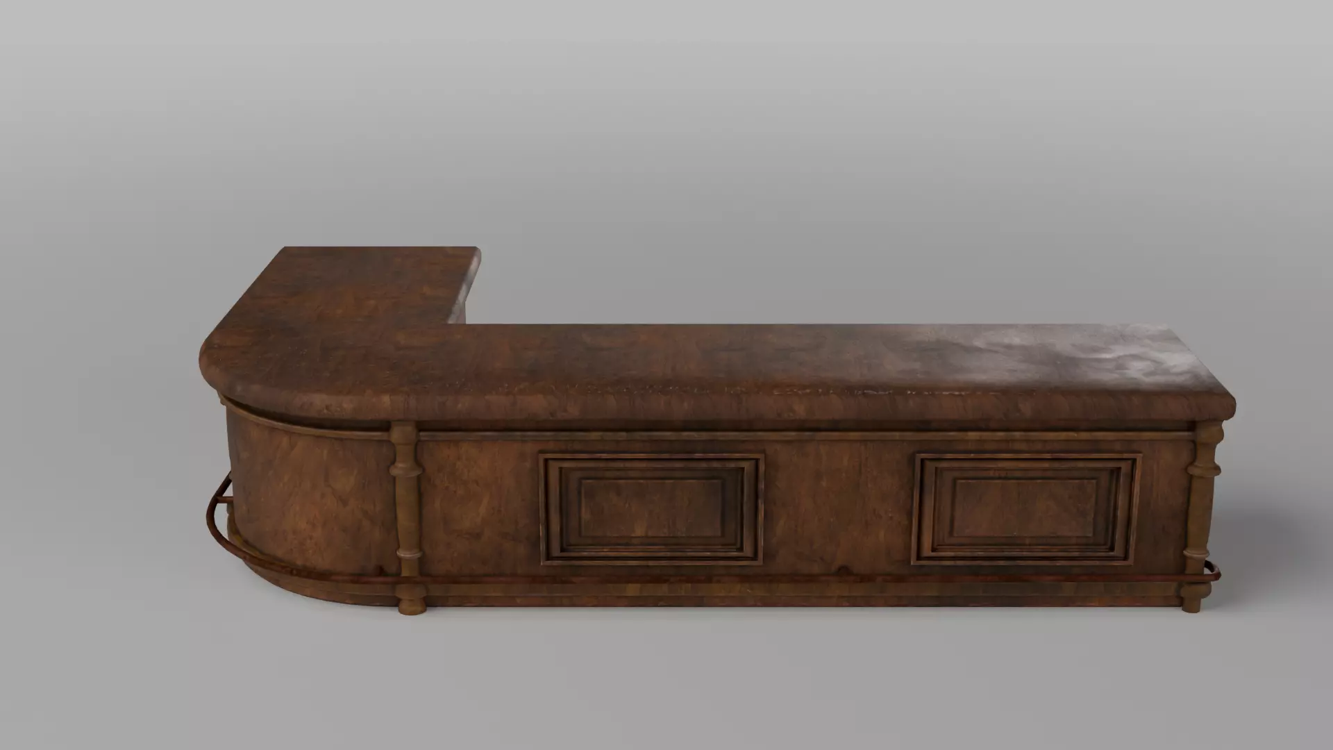 Vintage L-Shaped Saloon Bar Counter Low-poly 3D model
