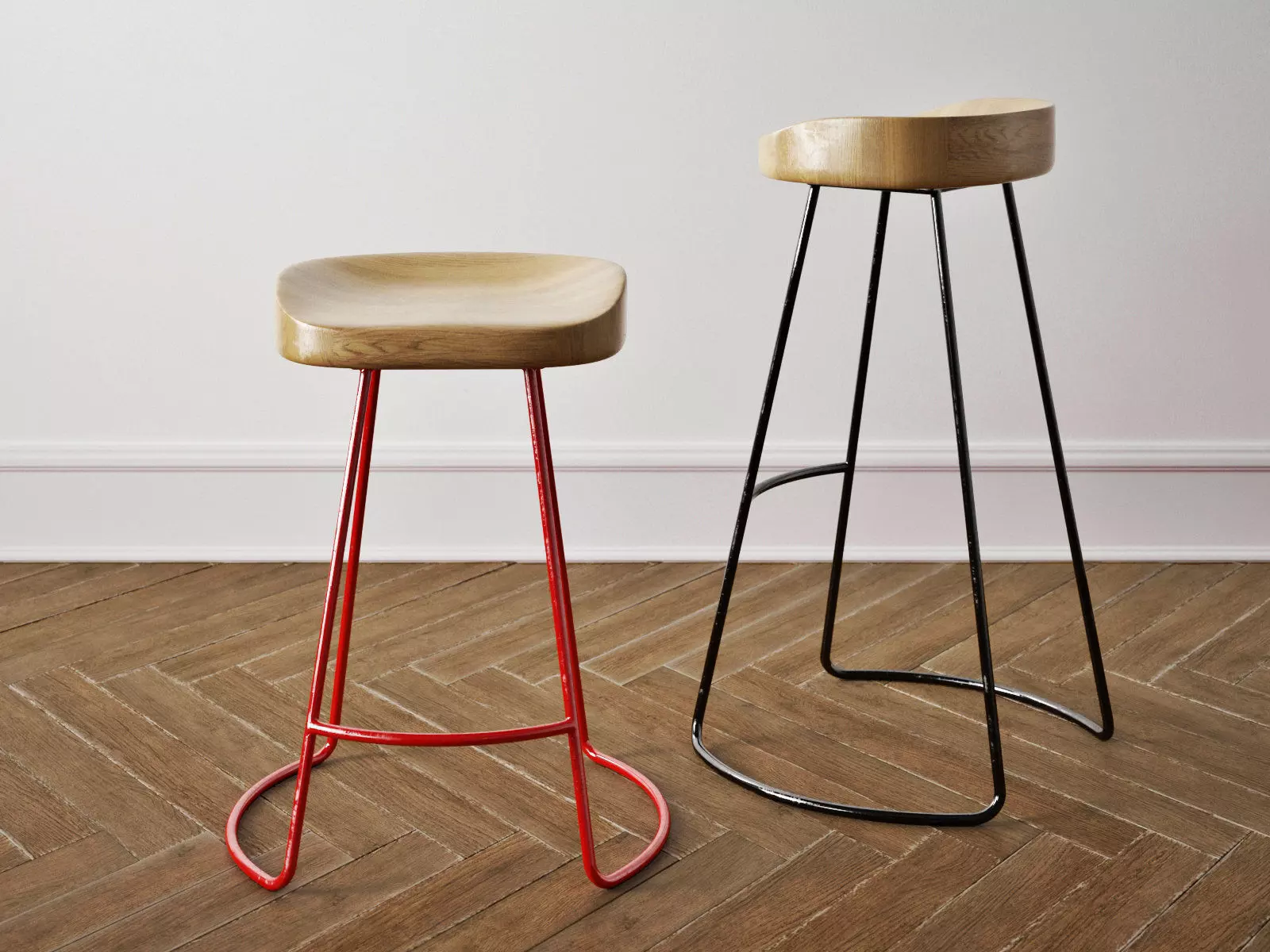 SmartandSleek wood and metal bar stools 3D model_2