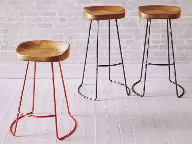 SmartandSleek wood and metal bar stools 3D model
