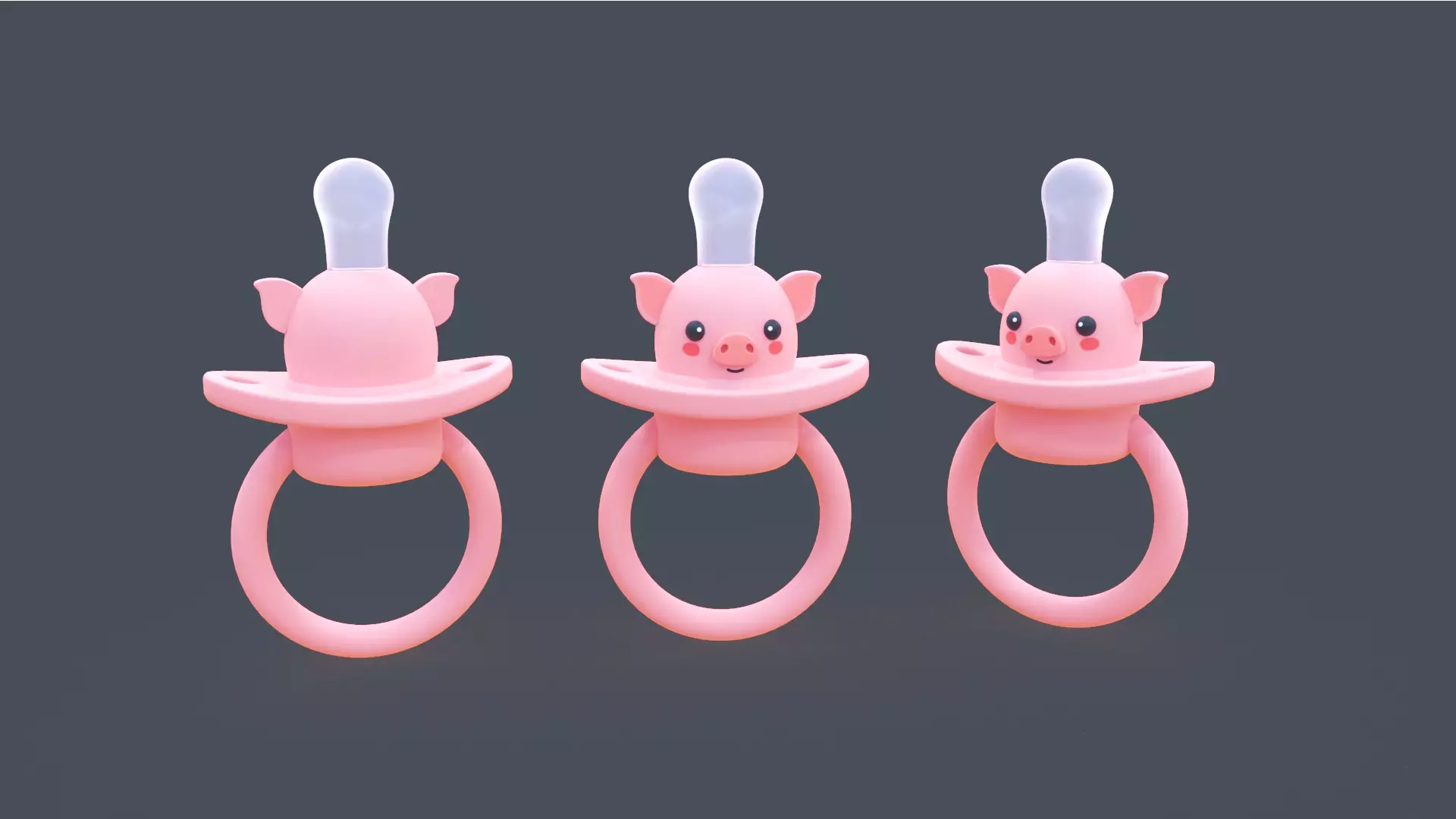 Low-Poly Pig Baby Pacifier Low-poly 3D model