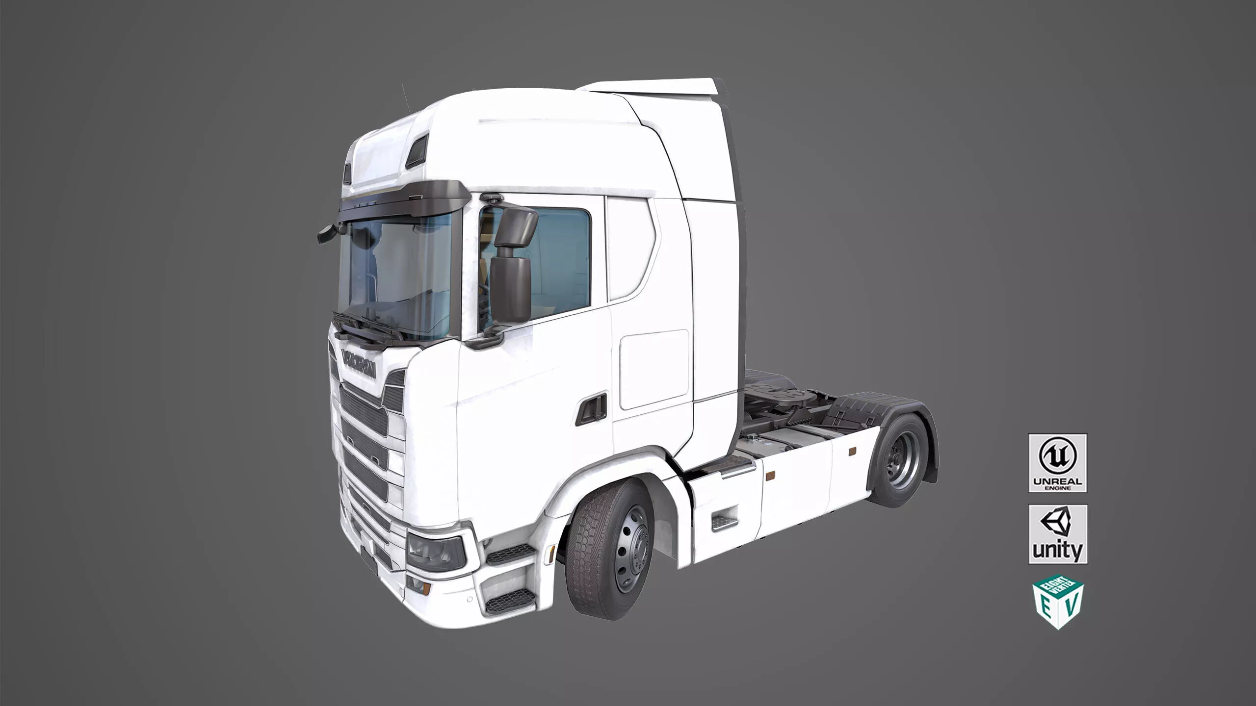 Heavy Truck Chassis 06 Generic White All PBR Unity UE Textures Low-poly 3D model