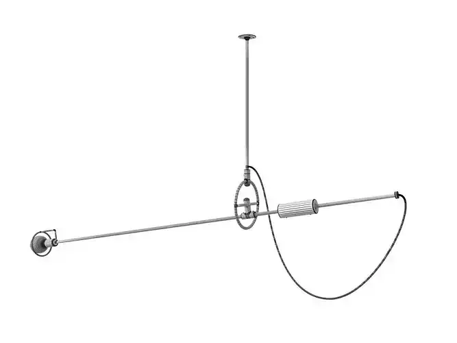 Pen pendant lamp with brass rod and glass globe