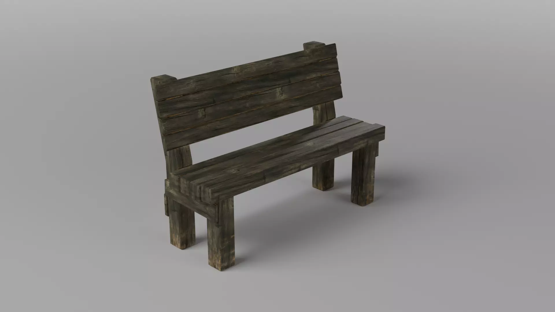 Rustic Wild West Wooden Bench Low-poly 3D model