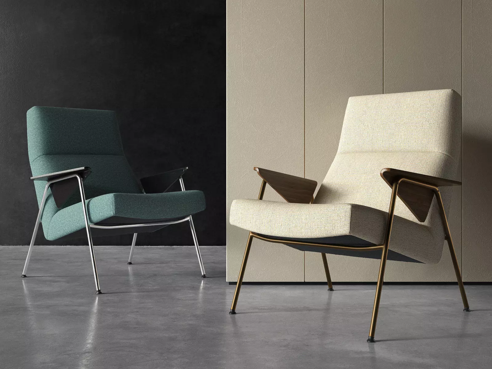 Votteler pair of lounge chairs 3D model_0