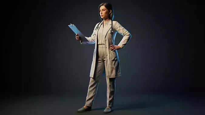 Female Doctor Character Physician Medical Game Ready