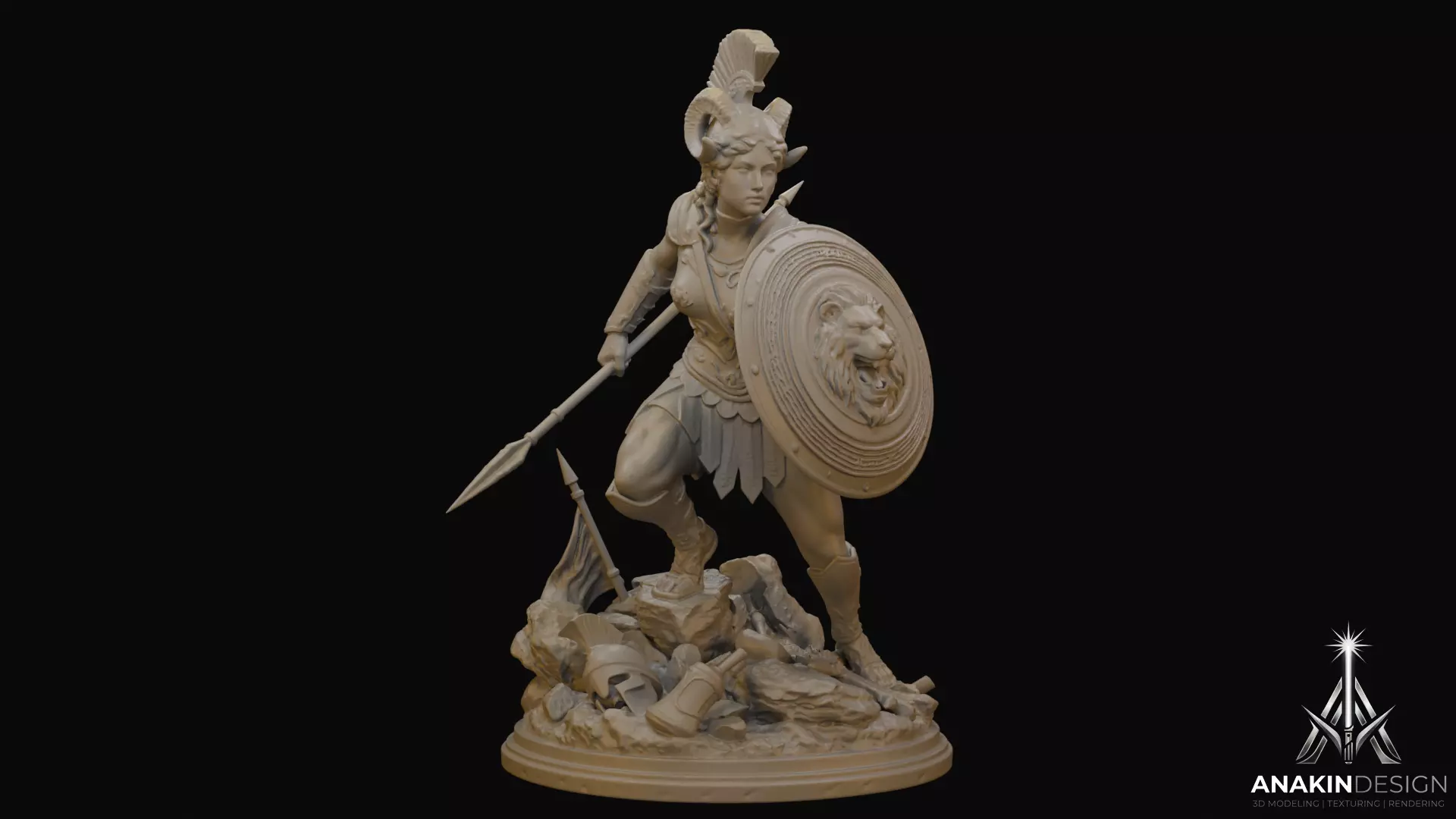Mythological Warrior Goddess Statue 3D Print Model 3D print model