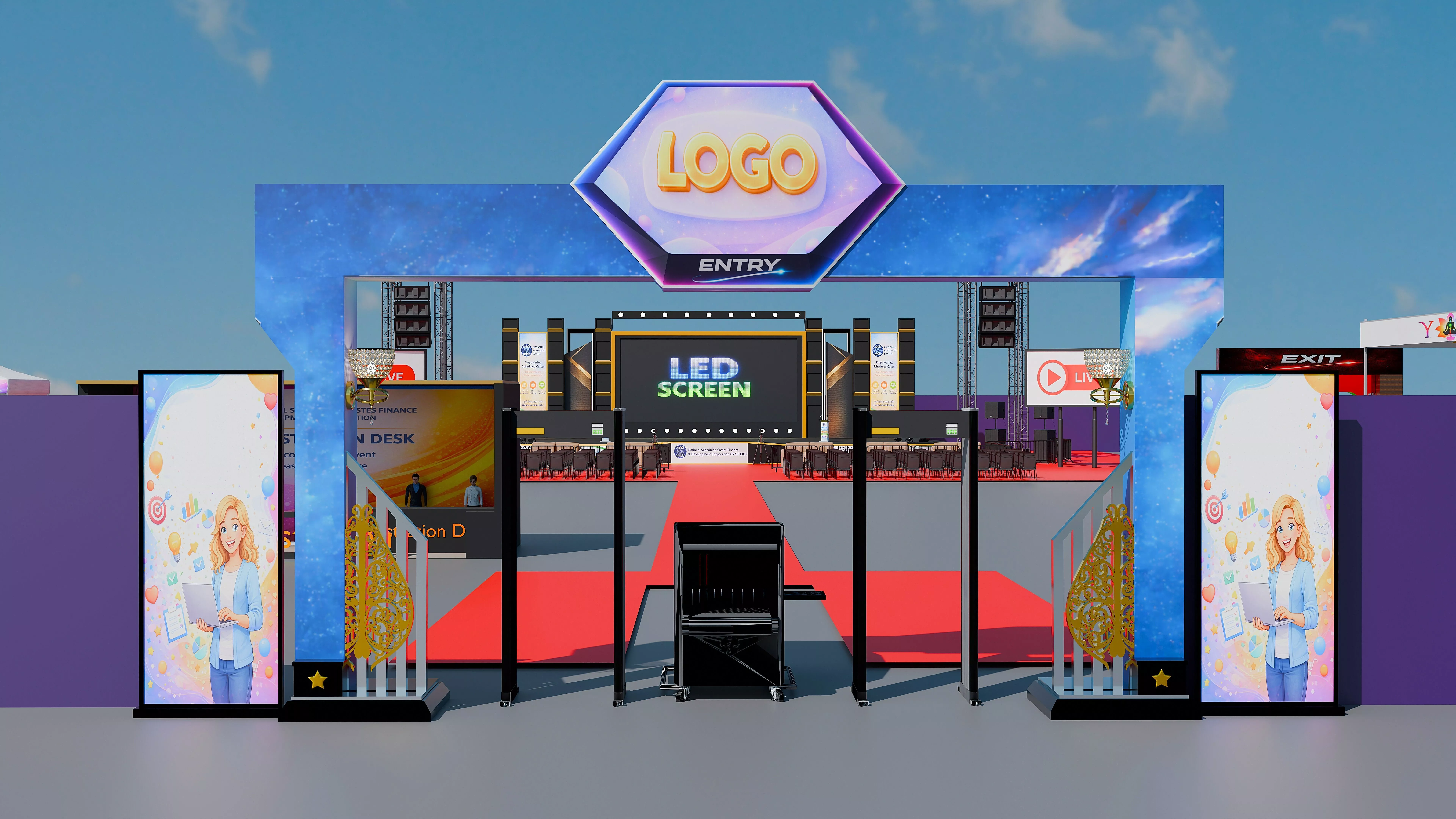 Luxury Event Entrance Gate 3D Model Exhibition Entry Arch 3D model