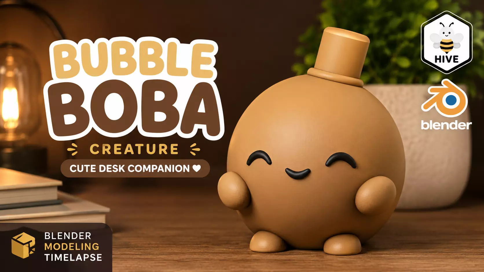 Cute Bubble Boba Creature Desk Companion 3D Print 3D print model