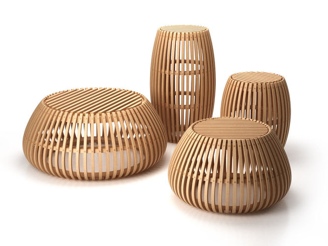 Bubo Bubo side table made of wood with glass on top 3D model