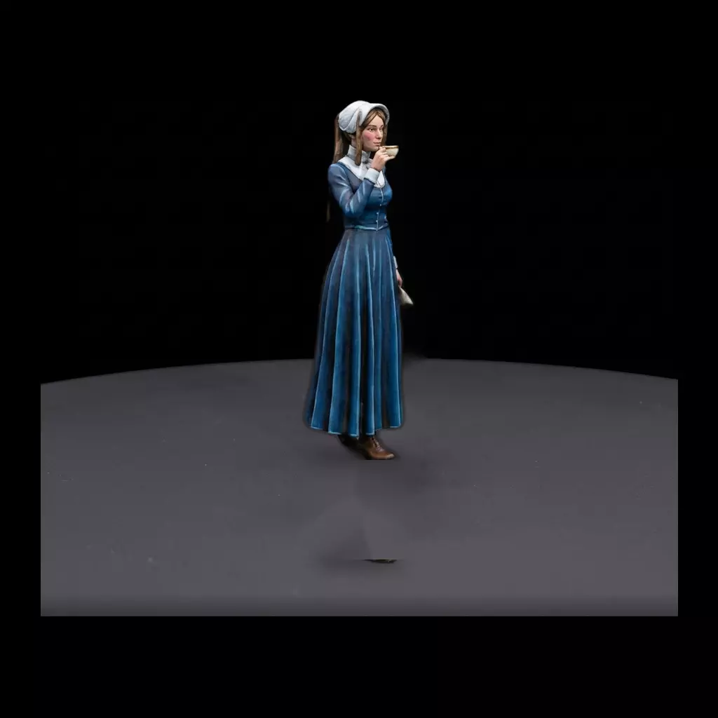 Woman with Teacup Diorama Printable STL 3D print model