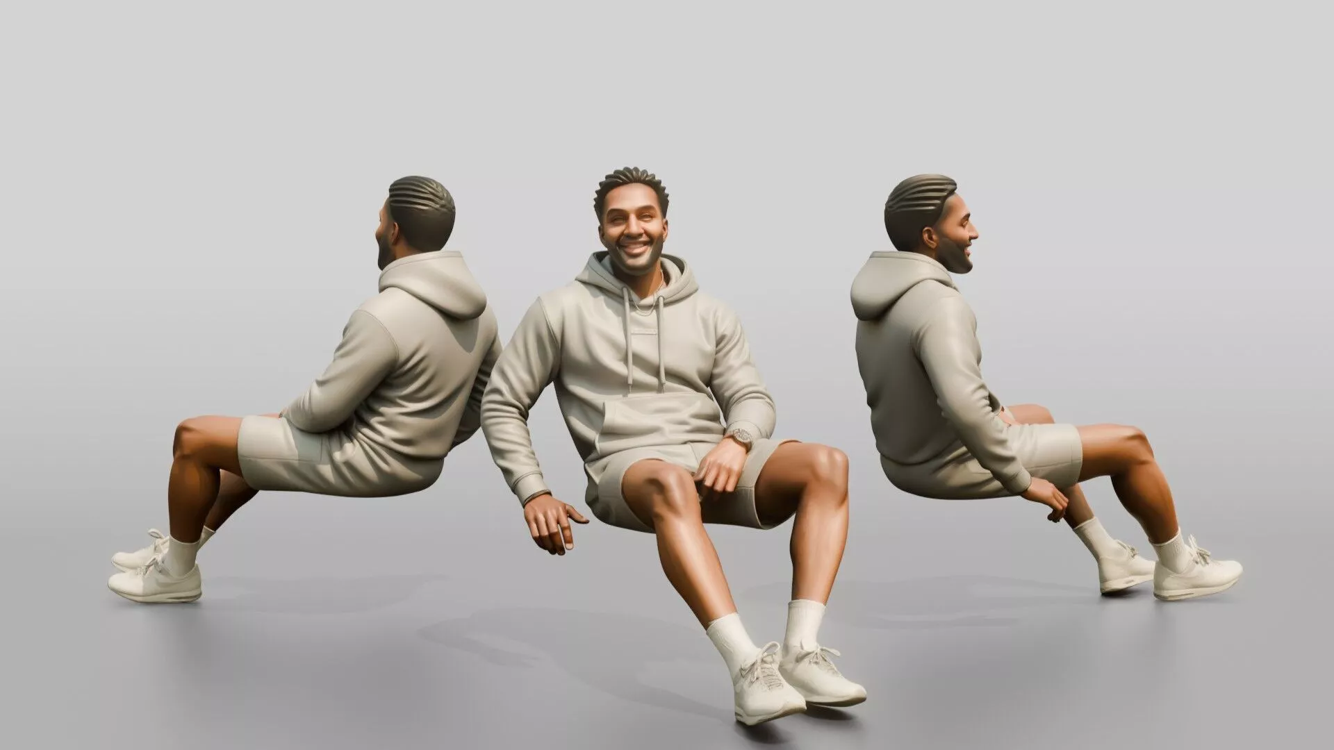 African-American Man in Fleece Athleisure Set 3D model
