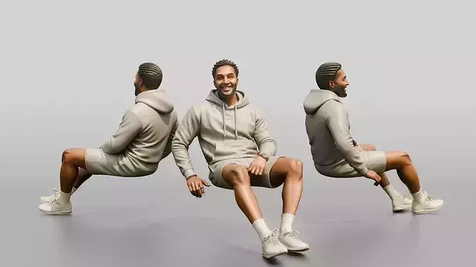African-American Man in Fleece Athleisure Set