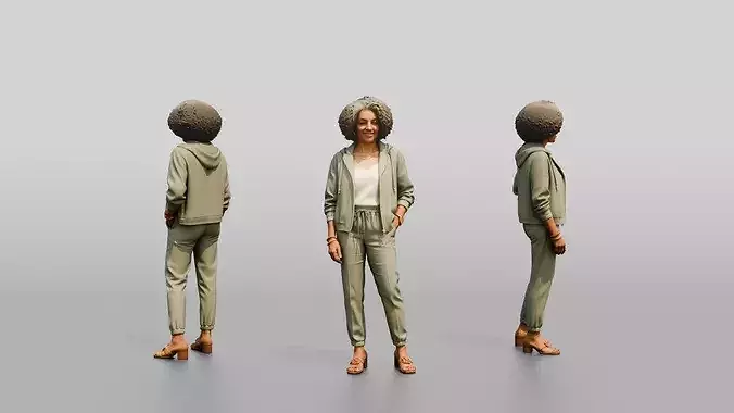 African-American Woman in Summer Tracksuit