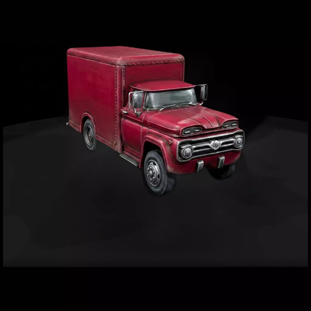 Vintage Box Delivery Truck Printable STL 3D print model