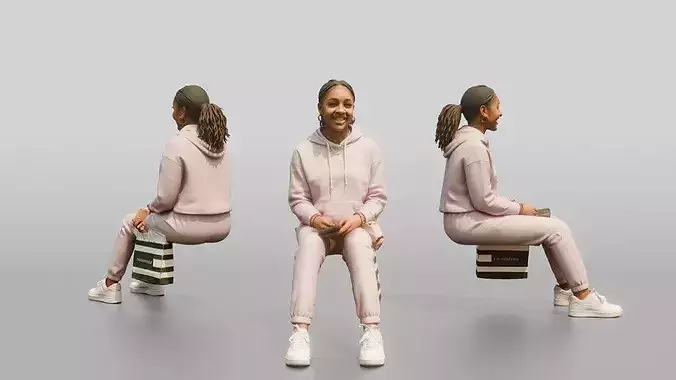 African-American Girl in Pastel Athleisure Set