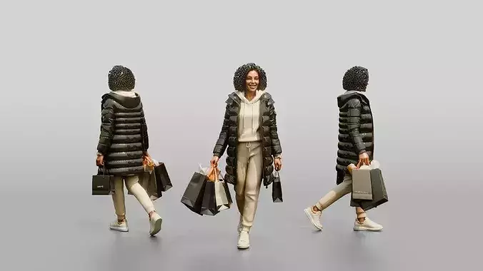African-American Woman in Winter Puffer Coat