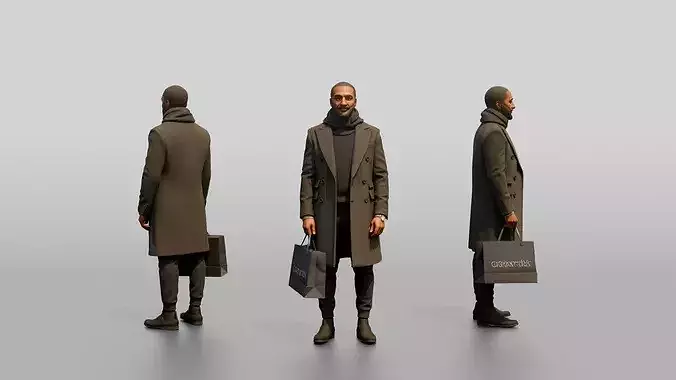 African-American Man in Winter Overcoat
