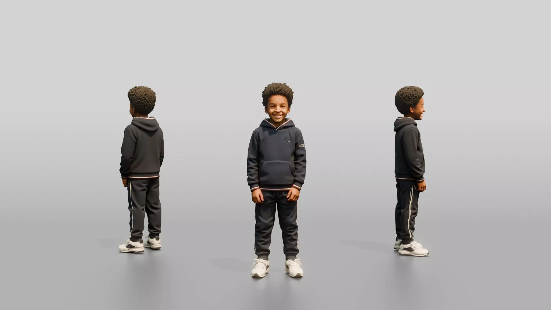 African-American Boy in Fleece Winter Tracksuit 3D model