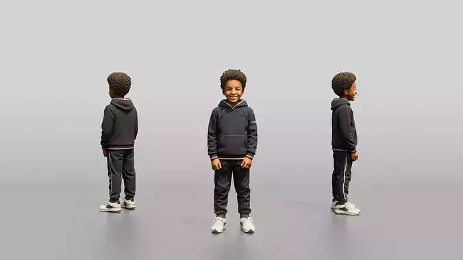 African-American Boy in Fleece Winter Tracksuit