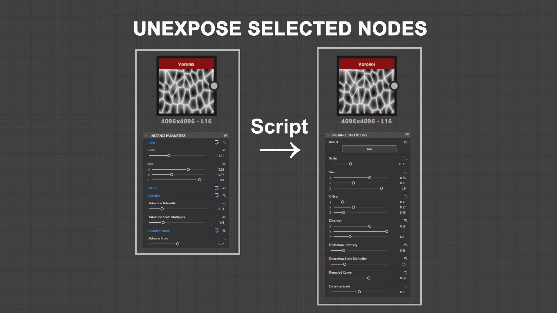Unexpose Selected Nodes Python Script for Substance Designer 3D model