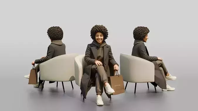 African-American Woman in Wool Winter Coat