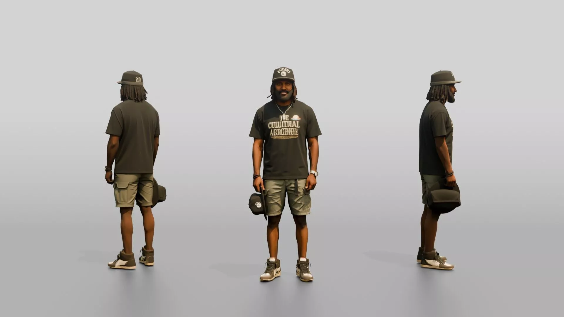 African-American Man in Heavyweight Graphic Tee 3D model