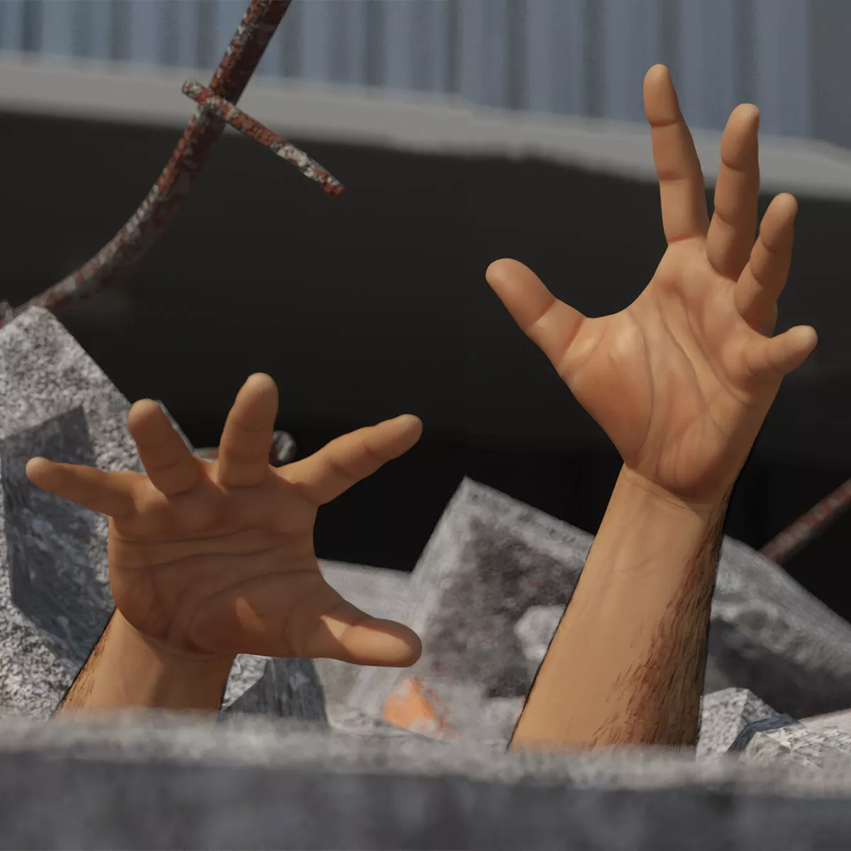 Human Male Hands with Fur 3D model