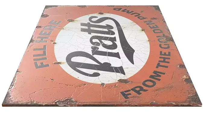 Vintage Pratts Motoring Enamel Sign Low-poly 3D model 7