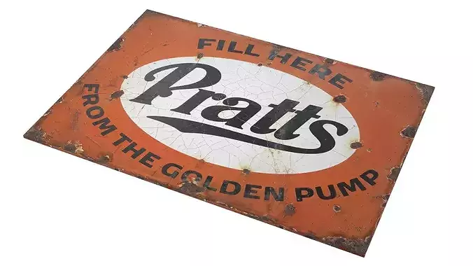 Vintage Pratts Motoring Enamel Sign Low-poly 3D model 2