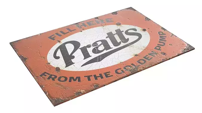 Vintage Pratts Motoring Enamel Sign Low-poly 3D model 4