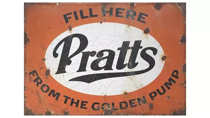 Vintage Pratts Motoring Enamel Sign Low-poly 3D model 5