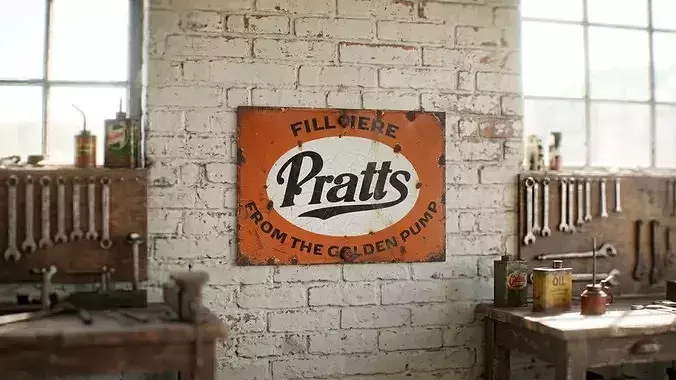 Vintage Pratts Motoring Enamel Sign Low-poly 3D model