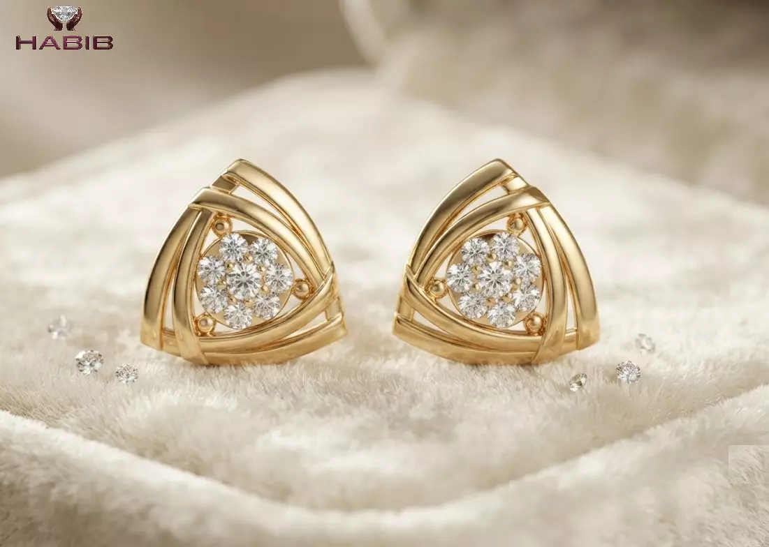 Elegant Triangle Diamond Stud Earrings - 3D Jewelry Model Free 3D print model
