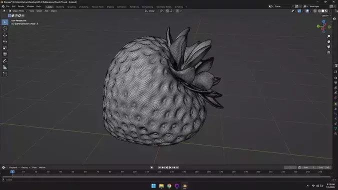 High Poly Food - 2 - Strawberry  3D model 5