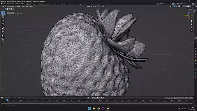 High Poly Food - 2 - Strawberry  3D model 4