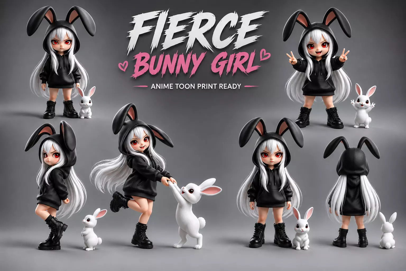 Fierce Bunny Girl Fantasy Anime Toon Print Ready 3D print model