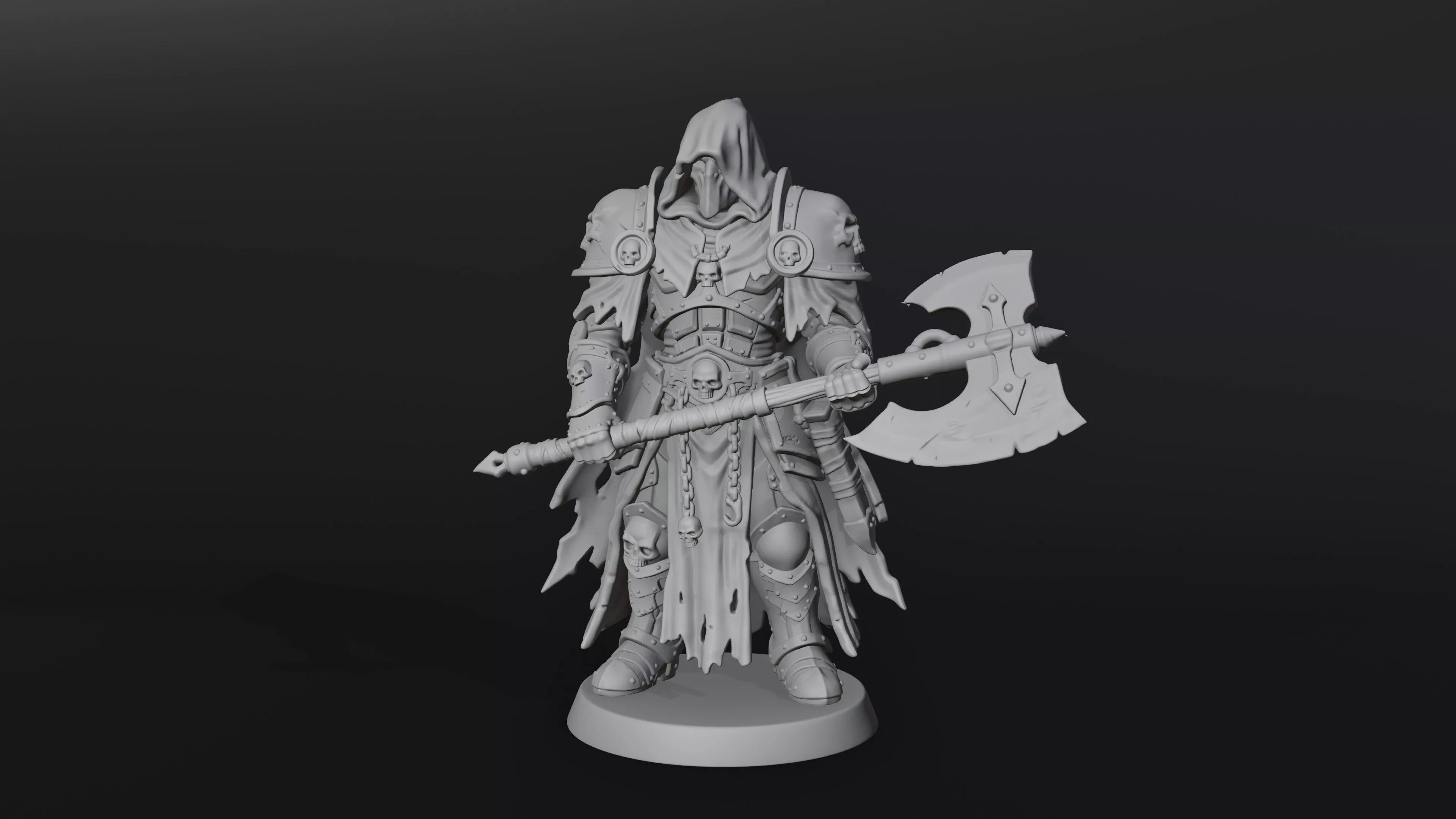 Hooded Dark Executioner Miniature 3D Print Model 3D print model