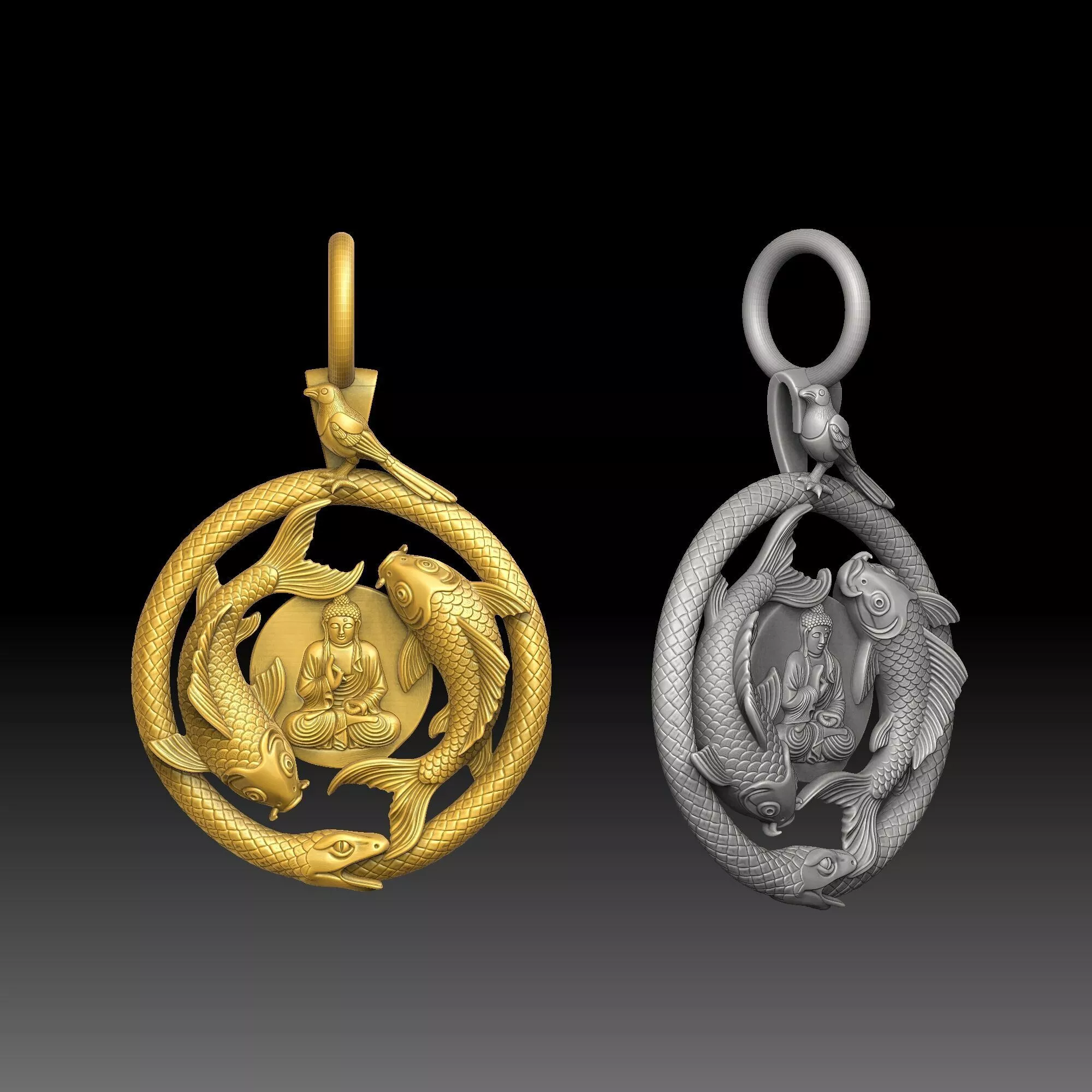 Duality Symbols - one inch pendant 3D print model