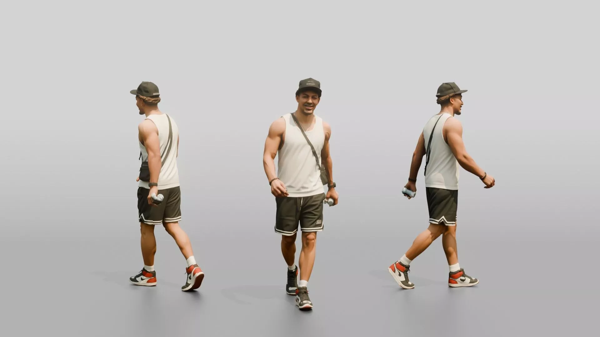 African-American Man Walking Dynamically on the Boardwalk 3D model