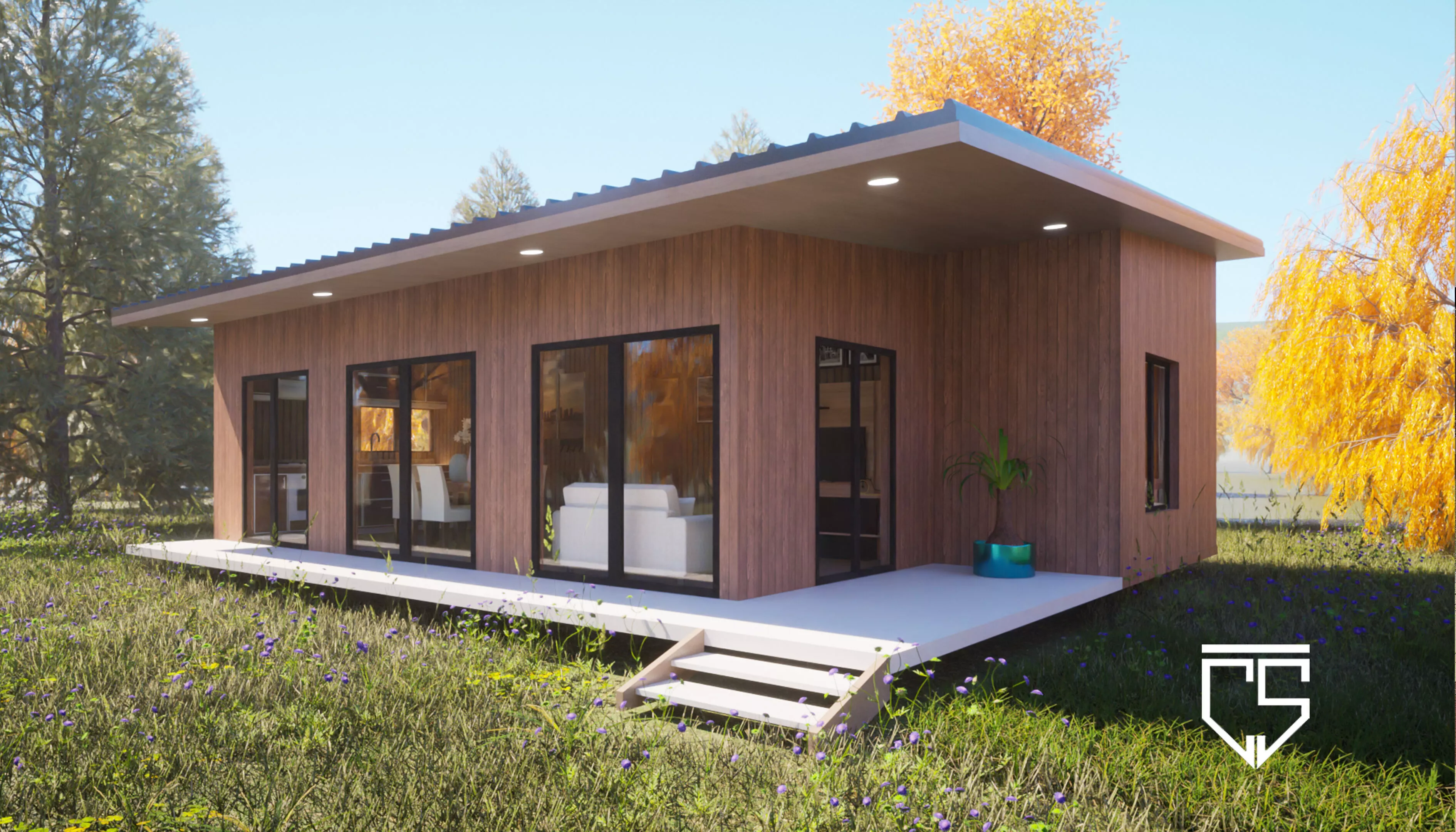 Modern Wooden Tiny House 3D model