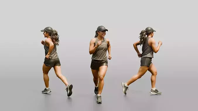 Latina Woman Running on the Boardwalk in Athleisure Set