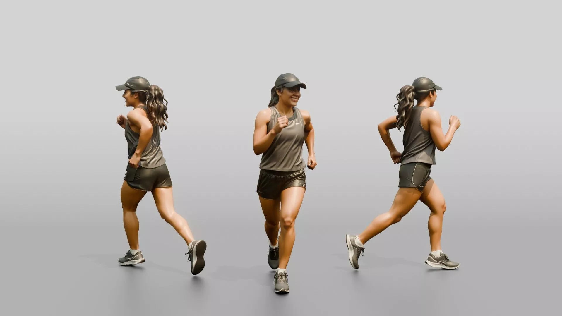 Latina Woman Running on the Boardwalk in Athleisure Set 3D model