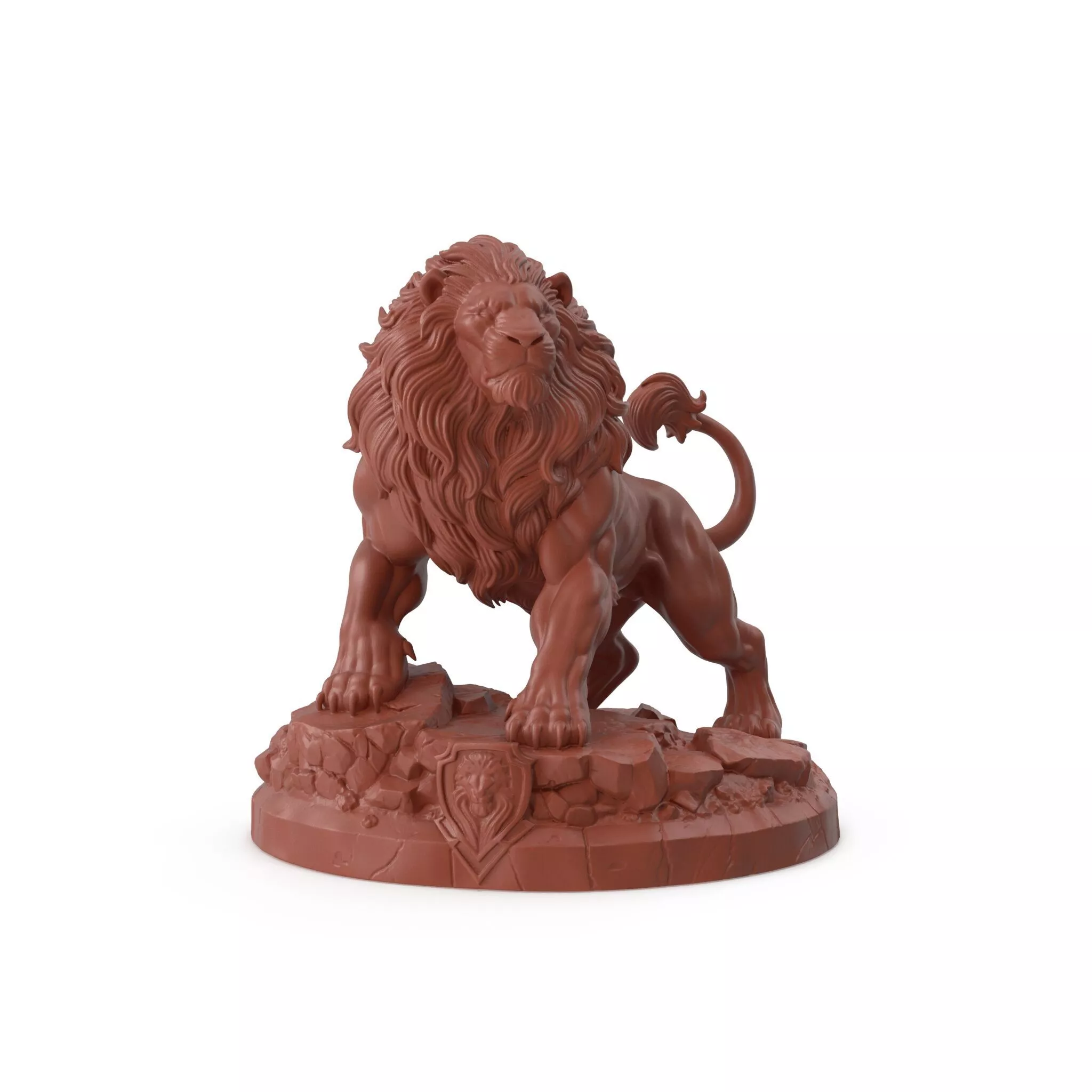 Print Ready Lion B on Base 3D Model 3D print model