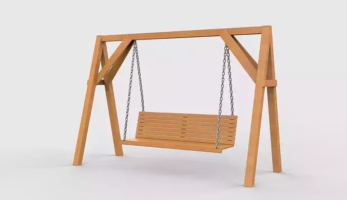 Wooden swing 03 3D model 3