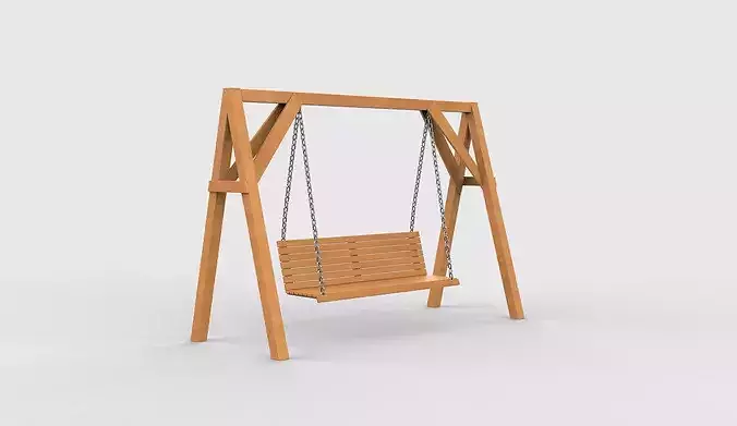 Wooden swing 03 3D model 2