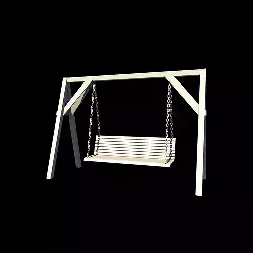 Wooden swing 03 3D model 7