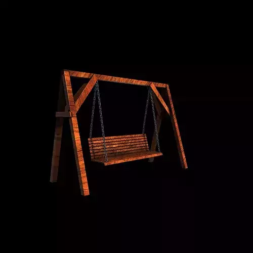 Wooden swing 03 3D model 6