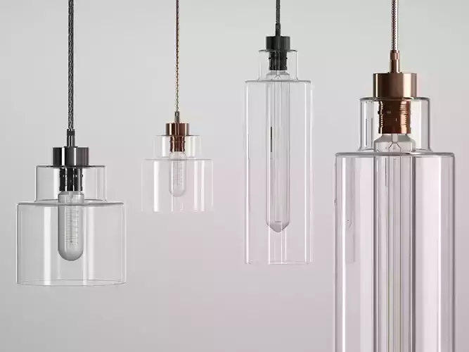 Empire two glass pendant lights hanging from metal rod