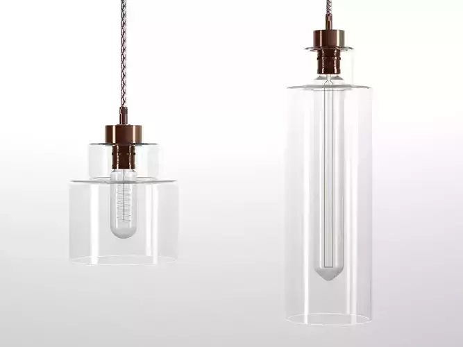 Empire two glass pendant lights hanging from metal rod